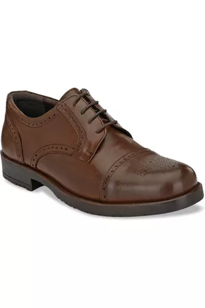 CARLO ROMANO Men Brown Solid Leather Formal Derbys