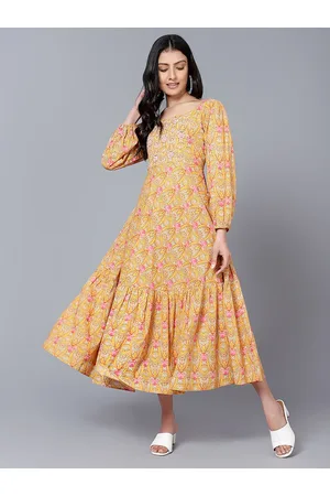 Bani Women Floral Cotton A-Line Midi Dress