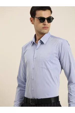 HANCOCK Solid Chambray Slim Fit Wrinkle Resistant Long Sleeves Formal Shirt