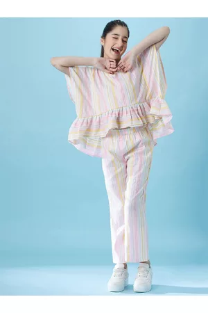 pspeaches Girls Striped Top with Trousers