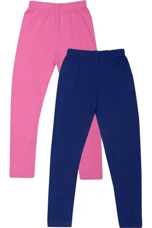 FRENCH KLEIDER Girls Pack Of 2 Pink & Blue Solid Leggings