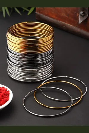 Zeneme Set Of 36 Gold-Plated Classic Bangles