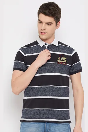 Club York Striped Polo Collar Cotton T-shirt