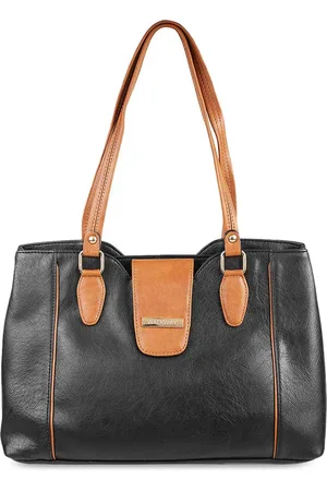 Metro Black and Brown Structured Shoulder Bag