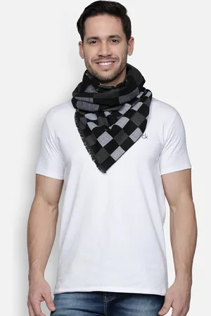 Alvaro Castagnino Men Black & Grey Checked Muffler