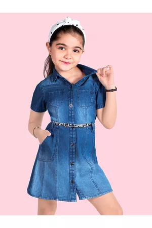 naughty ninos Girls Shirt Collar Pocket Details Pure Cotton Shirt Dress