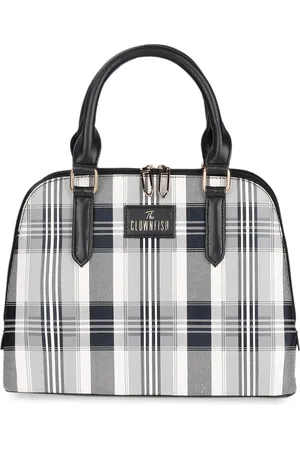 THE CLOWNFISH Andrea Checked Leather Structured Handheld Bag