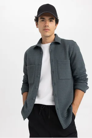 DeFacto Self Design Micro Checks Long Sleeves Casual Shirt