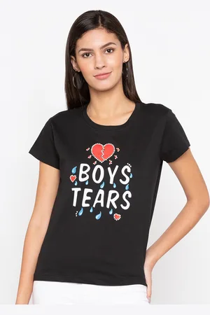 Globus Women Black Printed Casual Pure Cotton T-shirt