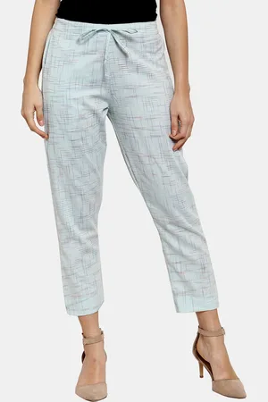 Enchanted Drapes Women Blue Printed Pure Cotton Trousers