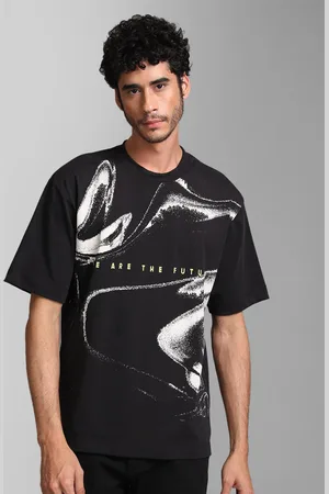 Kazo Men Black Printed Cotton T-shirt