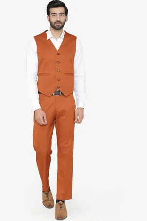 Wintage Men Orange Solid Single-Breasted Regular Fit Party Suit