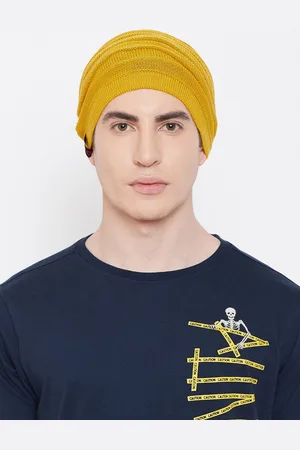 Punk Men Mustard Yellow Striped Beanie