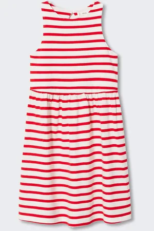 MANGO Girls Striped Pure Cotton A-Line Dress
