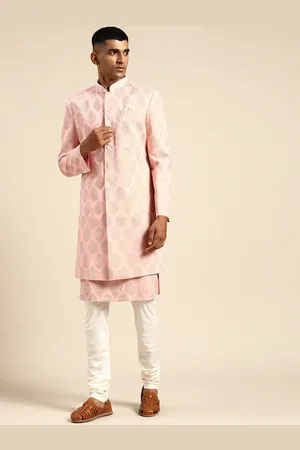 KISAH Men Self-Design Cotton Indowestern Sherwani Set