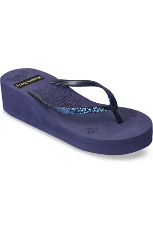WOMENS BERRY Women Navy Blue Embellished Wedges