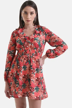 Kazo Ruffled Floral Georgette Dress
