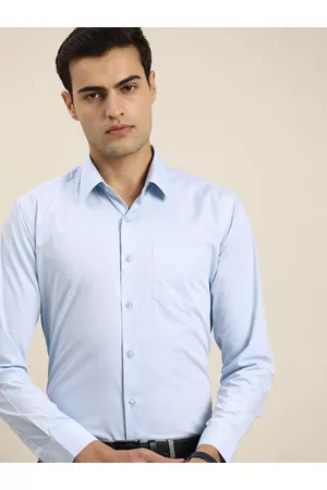 HANCOCK Solid Chambray Slim Fit Wrinkle Resistant Long Sleeves Formal Shirt