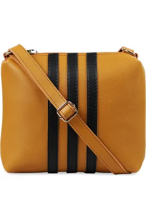 Bagsy Malone Mustard Yellow & Black Striped Sling Bag
