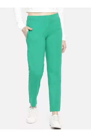 Dollar Missy Women Green Smart Straight Fit Solid Peg Trousers