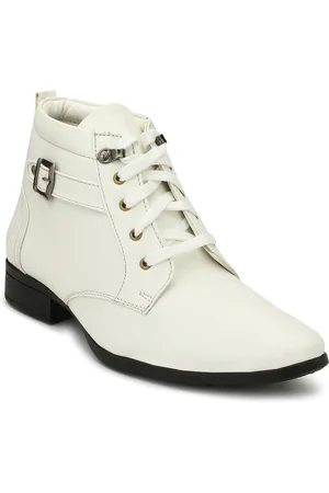 Eego Italy Men White Solid Mid-Top Flat Boots