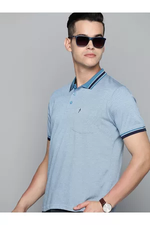Indian Terrain Men Striped Polo Collar Pure Cotton T-shirt