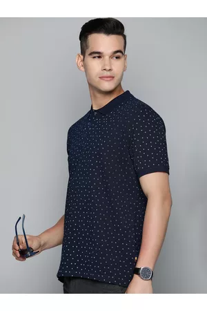 Indian Terrain Men Printed Polo Collar Pure Cotton T-shirt