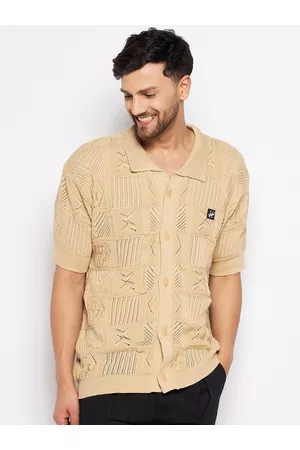 FUGAZEE Relaxed Boxy Crochet Casual Shirt