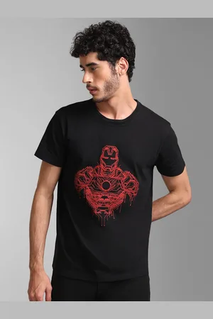 Kazo Men Black Avengers Printed Cotton T-shirt
