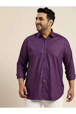 SOJANYA Men Purple Solid Cotton Classic Casual Shirt