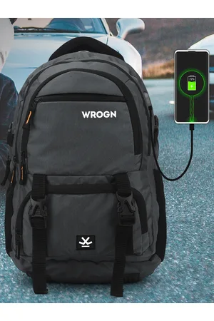 WROGN Brand Logo Laptop Backpack with USB Charging Port