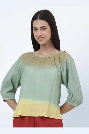 Fabindia Tie And Dye Round Neck Cotton Top