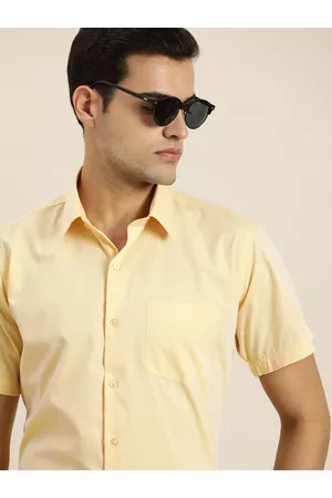 HANCOCK Solid Chambray Slim Fit Short Sleeves Wrinkle Resistant Formal Shirt