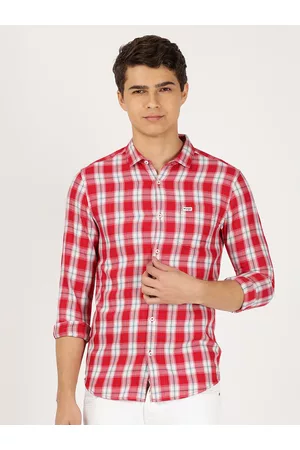 Wrangler Men Tartan Checks Slim Fit Cotton Casual Shirt