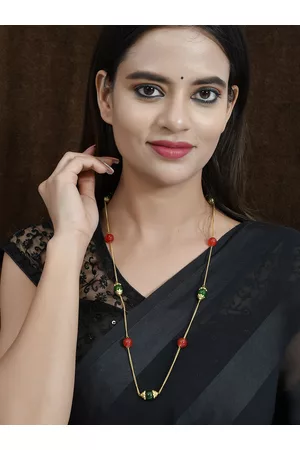 Silvermerc Designs Women Gold-Toned & Green Layered Necklace