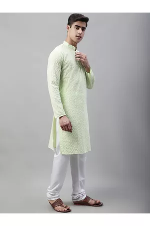 Jompers Floral Embroidered Regular Chikankari Pure Cotton Kurta With Churidar
