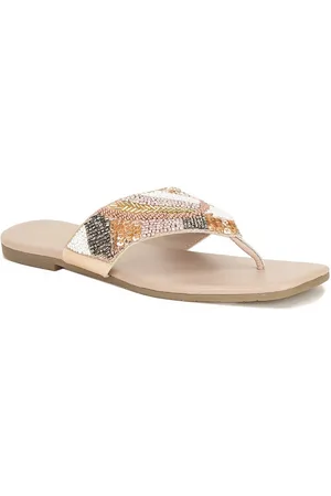 marie claire Women Embellished Open Toe T-Straps Flats