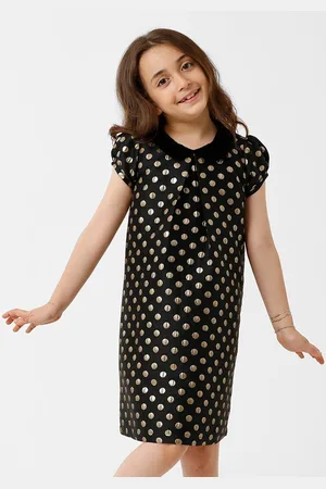 KATE & OSCAR Girls Round Neck Polka Dots Printed Jacquard A-Line Dress