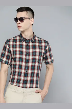Indian Terrain Men Organic Cotton Slim Fit Tartan Checked Semiformal Shirt