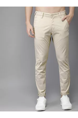 FUBAR Men Comfort Fit Mid-Rise Cotton Chinos Trousers
