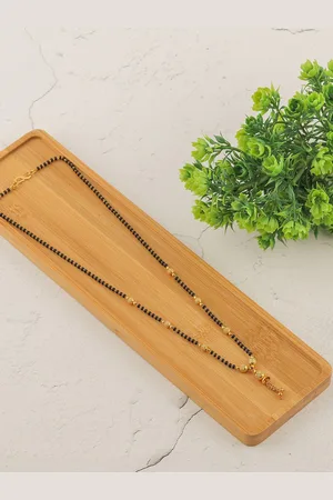 Brandsoon Set Of 2 Gold-Plated Black Beaded Mangalsutra