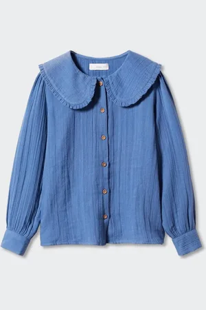MANGO Girls Pure Cotton Peter Pan Collar Opaque Casual Shirt