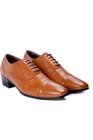 BXXY Men Textured Round Toe Height Increasing Formal Brogues