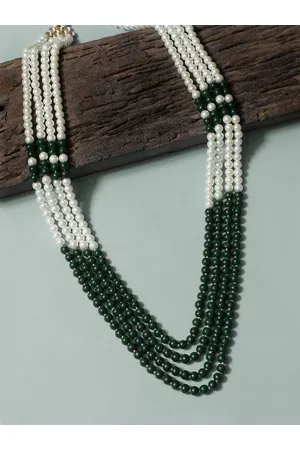 karatcart Men Green & White Handcrafted Necklace