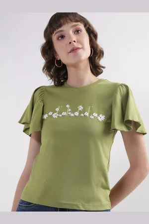 Elle Floral Printed Flared Sleeves Pure Cotton Top