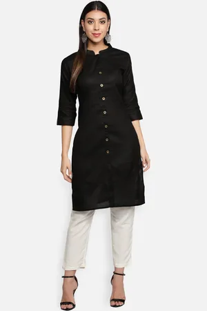 Fabclub Women Black Thread Work Kurta