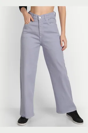 AngelFab Women Jean Wide Leg High-Rise Cotton Jeans