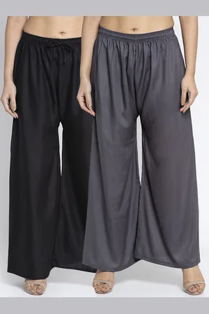 Jinfo Women Black & Grey Set Of 2 Solid Straight Fit Palazzo