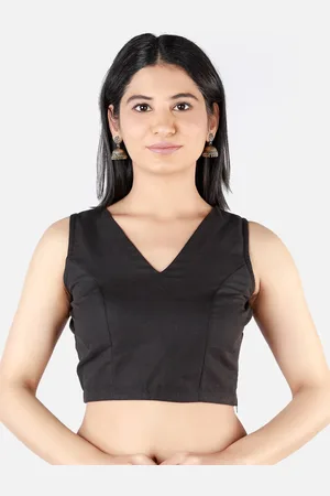 Llajja Women Black Solid Saree Blouse