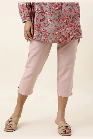 Fabindia Women Linen Blend Comfort Cropped Chinos Trousers